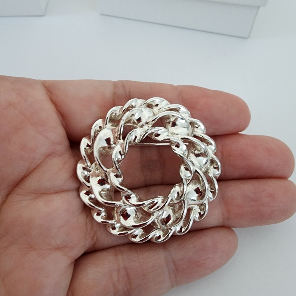 Anne Klein vintage brooch vintage pin retro silver tone - Picture 8 of 12